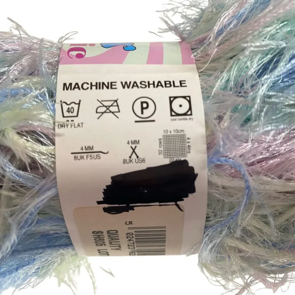 6 Skeins Sirdar Funky Fur Magic Eyelash Yarn Pink Blue Pastel Polyester 300g NWT